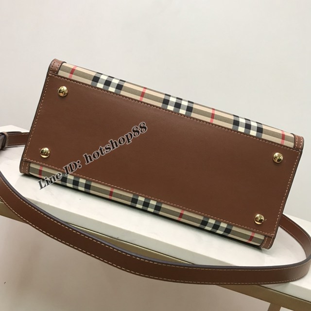 Burberry專櫃新款Title泰爾勒手袋 巴寶莉Vintage復古格紋手提托特包肩背女包 yxb1507